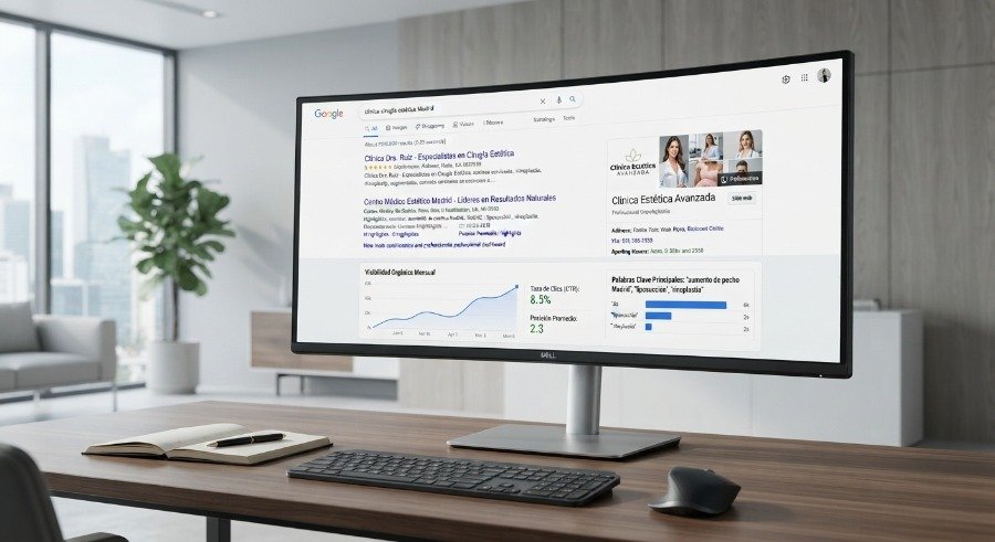 Pantalla de pc con datos de una clinica